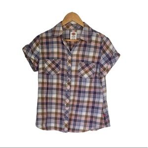 DICKIES Short Sleeve Flannel Button Up Shirt Womens Size Small